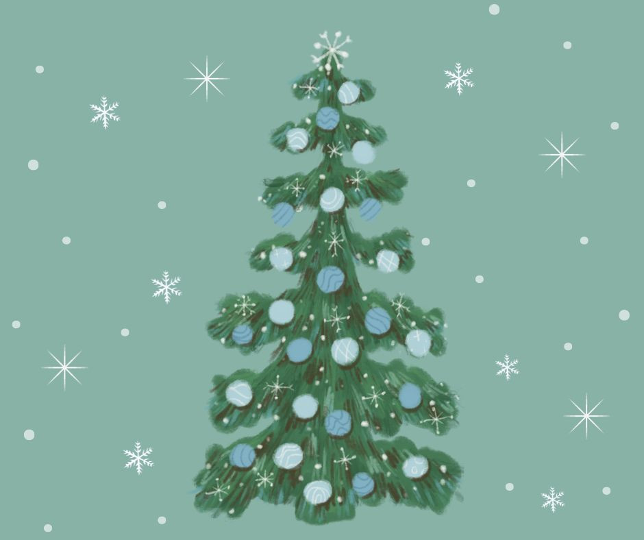 christmas tree and snowflakes on a green backgound, featured on xcl website