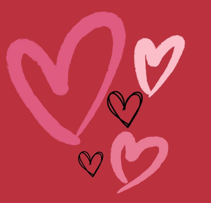 Sketched hearts on a red background, featured on XCL Website